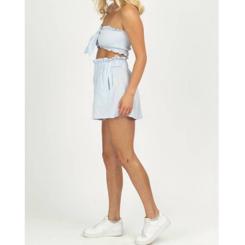 Mable Two Piece Set Bandeau Top and High Waisted Shorts in Cream - Size Small - Picture 16 of 16